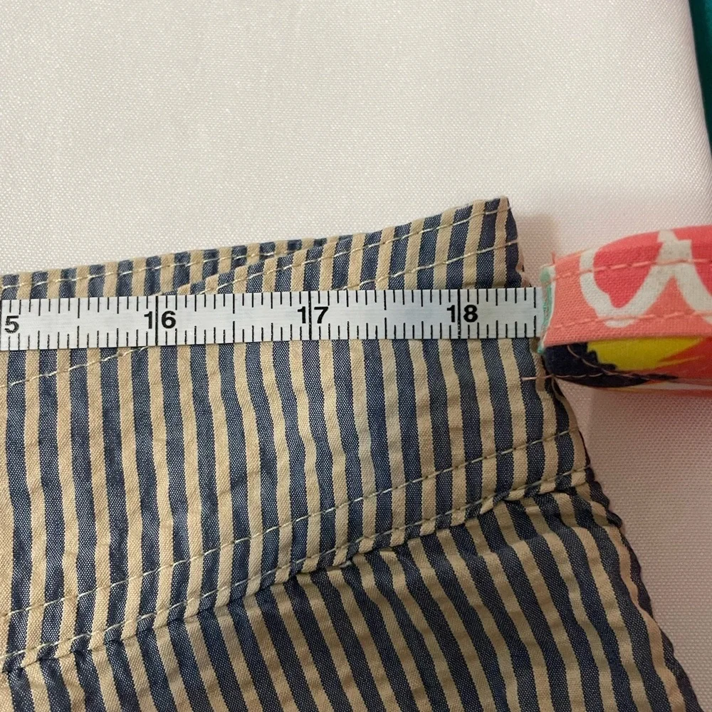 J. By J. CREW Swim Trunks Men's 36 Seer Sucker Built-in Lining Blue White Preppy
